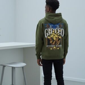 NWT GFTD LA Unisex Olive Green Men's Gifted Mystery School Graphic Hoodie - 2XL